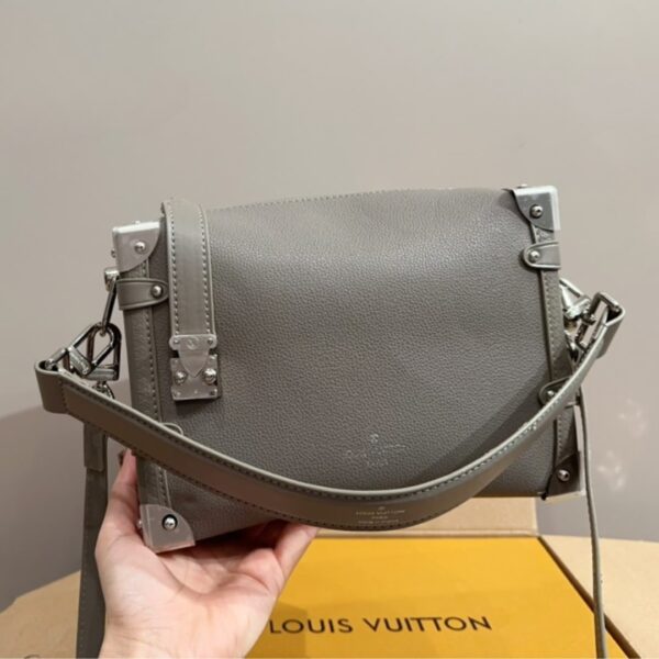 LOUIS VUITTON SIDE TRUNK MM GRAINED CALF LEATHER TAUPE GREY 23CM M25072 - Image 2