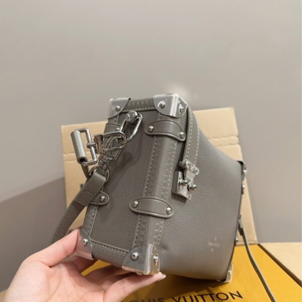LOUIS VUITTON SIDE TRUNK MM GRAINED CALF LEATHER TAUPE GREY 23CM M25072 - Image 3