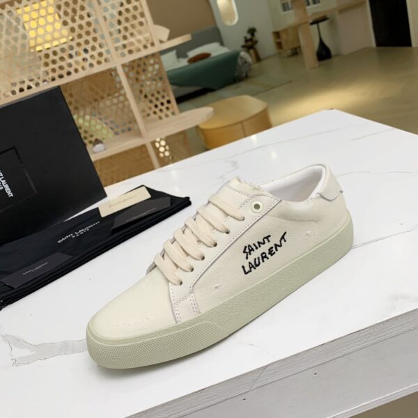 SAINT LAURENT COURT CLASSIC EMBROIDERED SNEAKERS WHITE  610648GUP109113 - Image 8