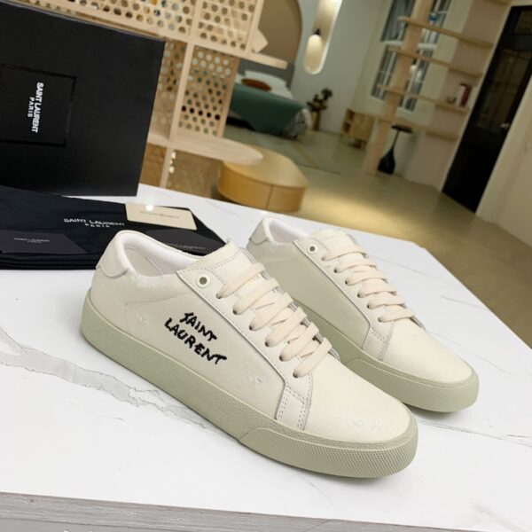 SAINT LAURENT COURT CLASSIC EMBROIDERED SNEAKERS WHITE  610648GUP109113 - Image 9