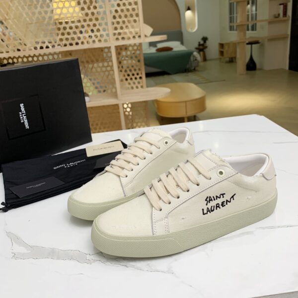 SAINT LAURENT COURT CLASSIC EMBROIDERED SNEAKERS WHITE  610648GUP109113 - Image 10