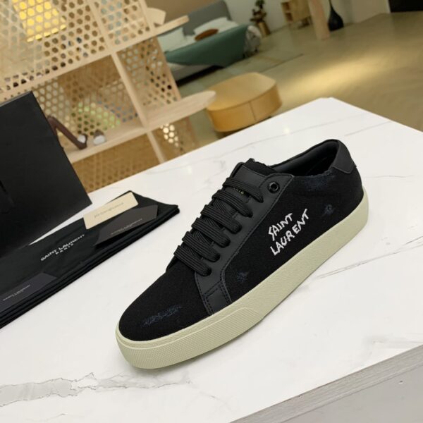 SAINT LAURENT COURT CLASSIC EMBROIDERED SNEAKERS BLACK 611106GUP501000 - Image 6