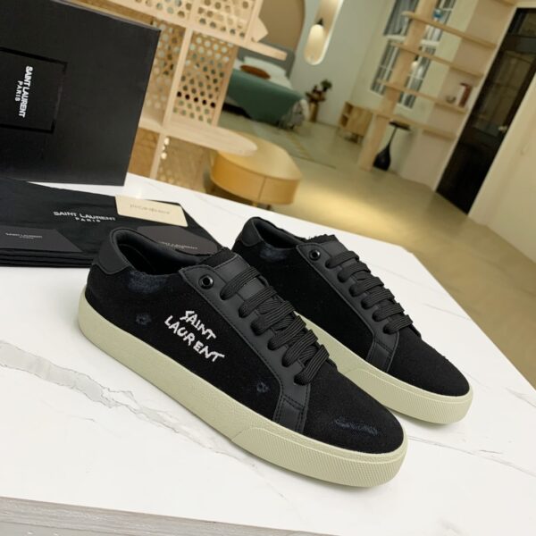 SAINT LAURENT COURT CLASSIC EMBROIDERED SNEAKERS BLACK 611106GUP501000 - Image 7