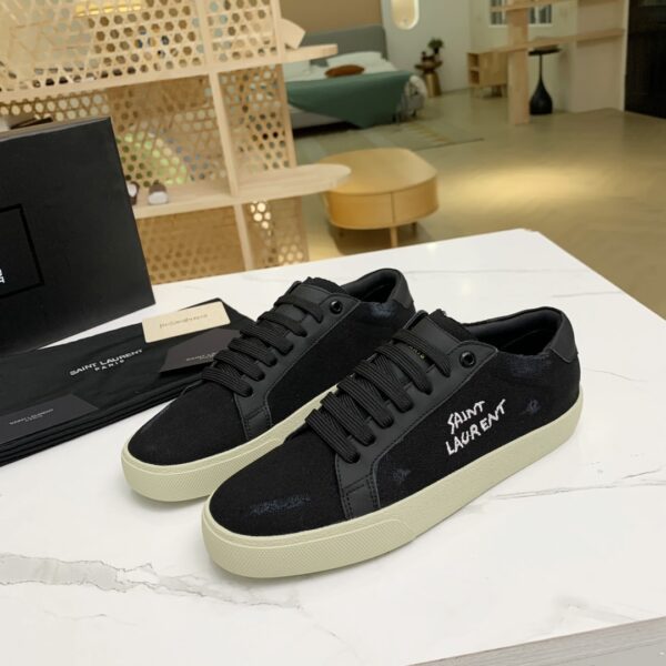 SAINT LAURENT COURT CLASSIC EMBROIDERED SNEAKERS BLACK 611106GUP501000 - Image 8