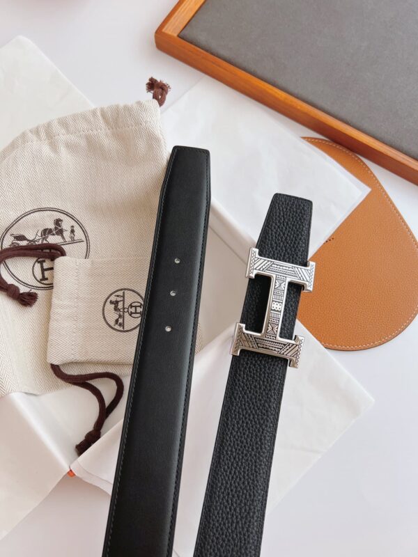 HERMES TOUAREG LEATHER BELT BLACK 38MM - Image 3