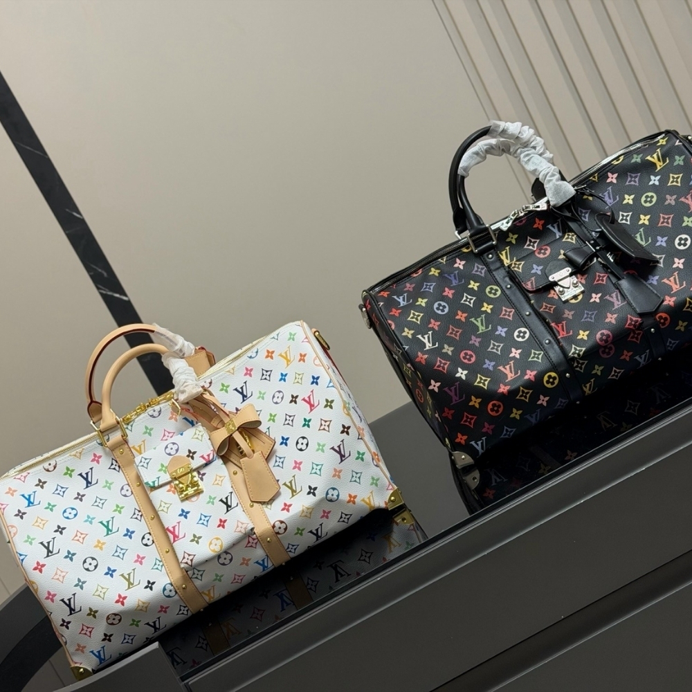 Louis Vuitton X Takashi Murakami Keepall Bandoulière 45 Bag Multicolore Blanc 45cm M13742 - Image 7