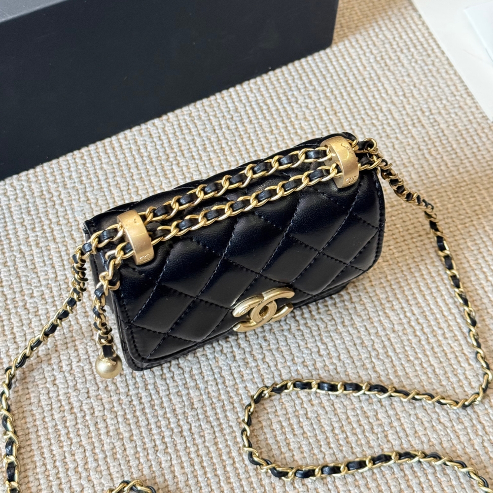 CHANEL 21A MINI FLAP COIN PURSE WITH CHAIN BLACK 12CM AP2290 B06092 94305 - Image 4