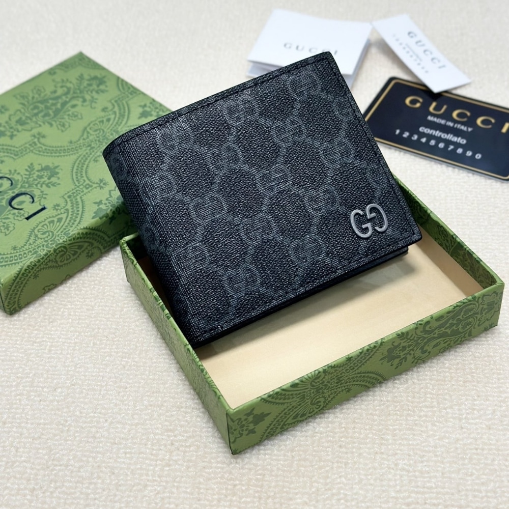 GUCCI INTERIOR BI FOLD WALLET BLACK AND GREY 11CM - Image 2