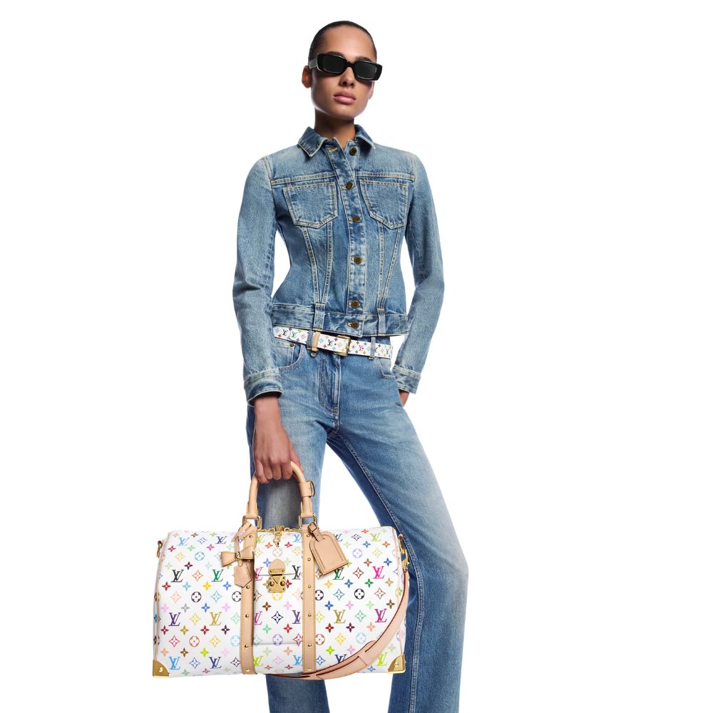 Louis Vuitton X Takashi Murakami Keepall Bandoulière 45 Bag Multicolore Blanc 45cm M13742 - Image 9