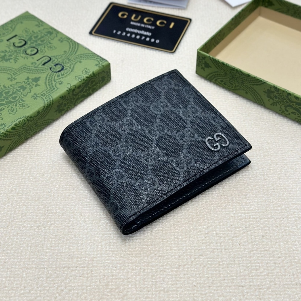 GUCCI INTERIOR BI FOLD WALLET BLACK AND GREY 11CM - Image 4