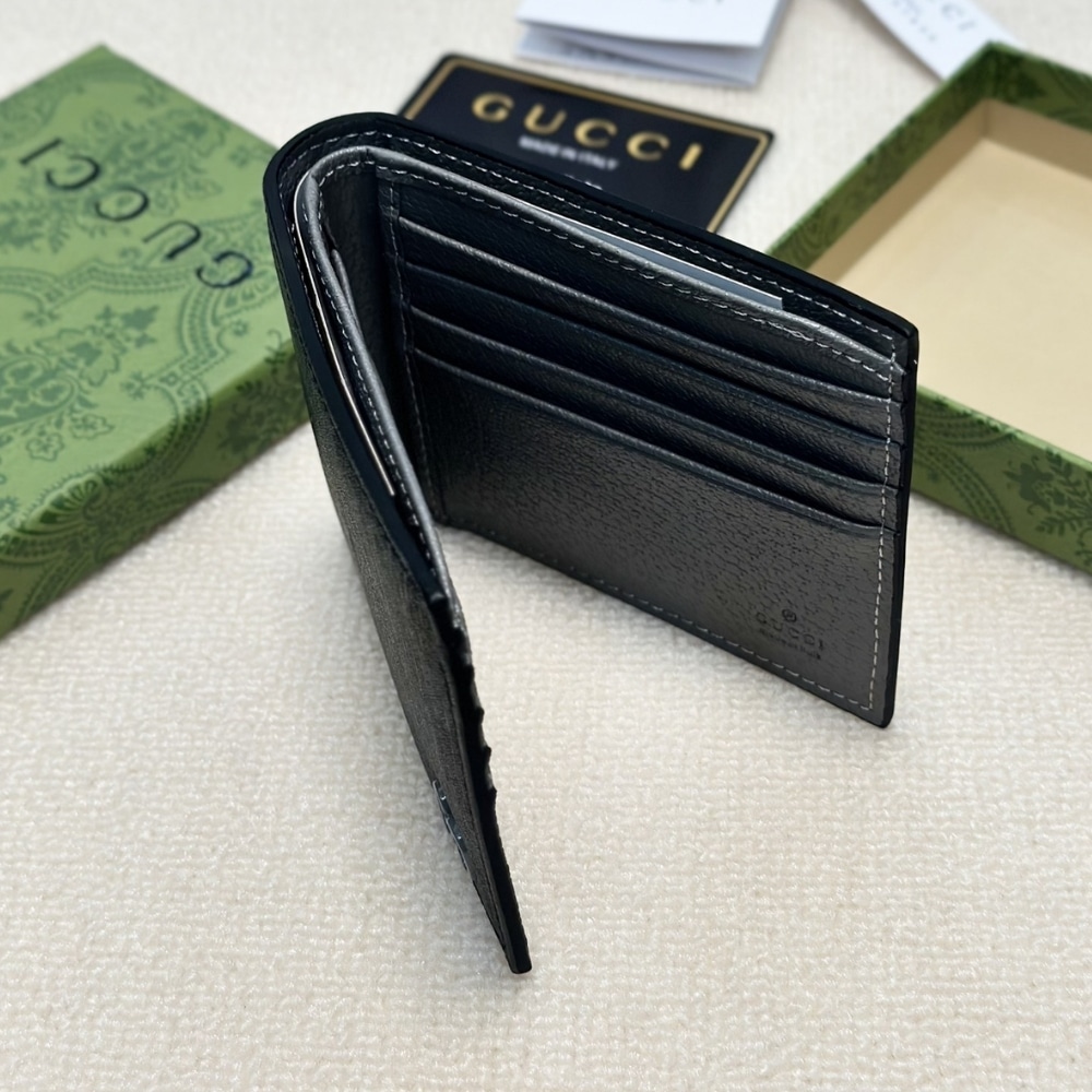 GUCCI INTERIOR BI FOLD WALLET BLACK AND GREY 11CM - Image 8