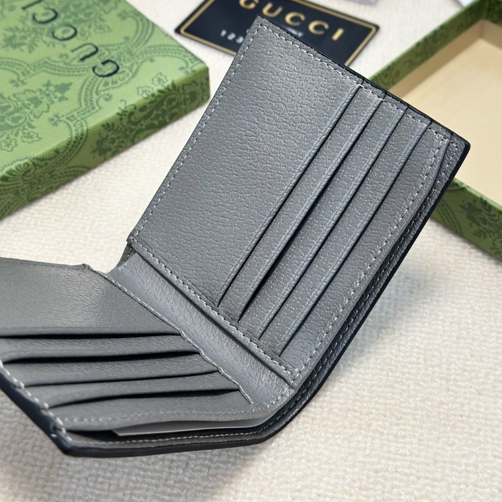 GUCCI INTERIOR BI FOLD WALLET BLACK AND GREY 11CM - Image 9