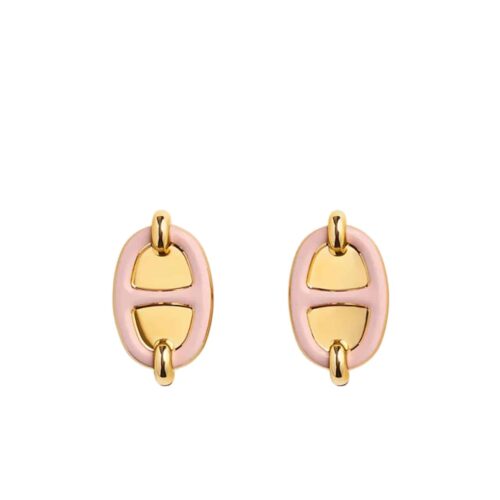 Hermes Mini Maillon Earrings Light Pink