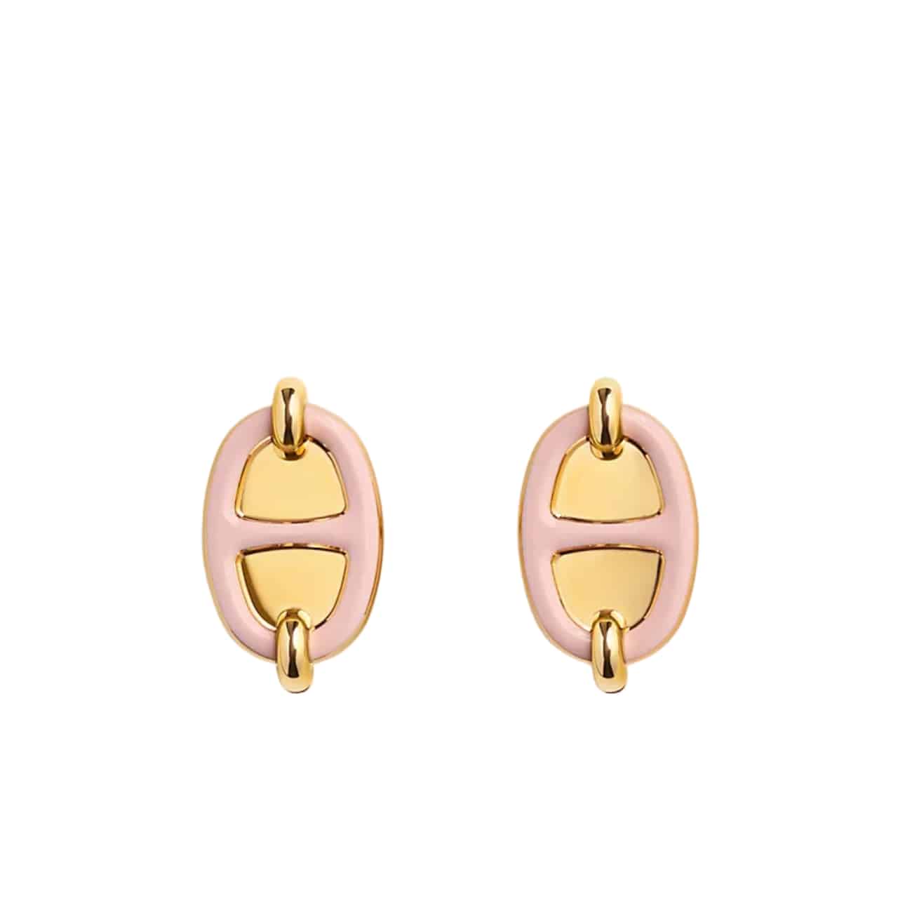 HERMES MINI MAILLON EARRINGS LIGHT PINK