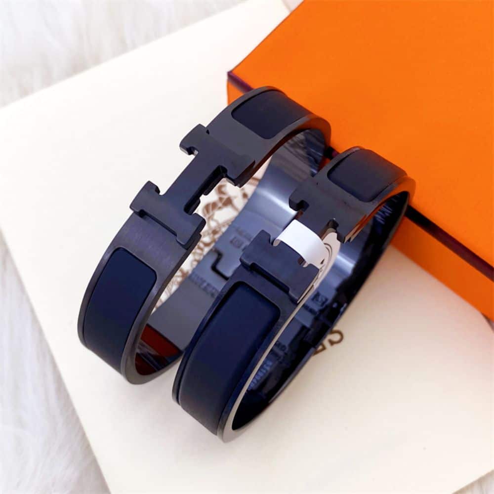 HERMES MINI CLIC ANCHOR CHAIN BRACELET BLACK H703203FK01T4 - Image 2