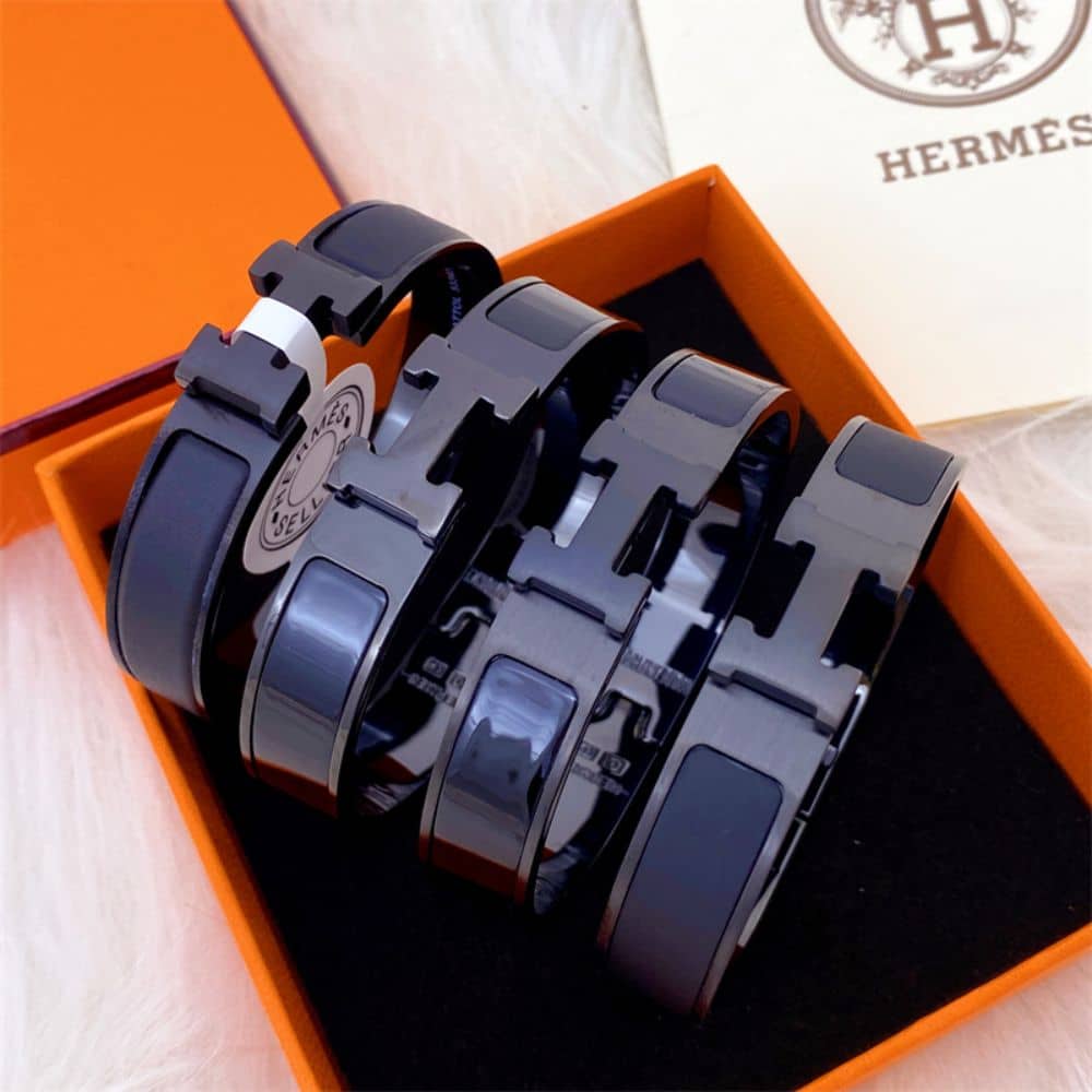 HERMES MINI CLIC ANCHOR CHAIN BRACELET BLACK H703203FK01T4 - Image 4