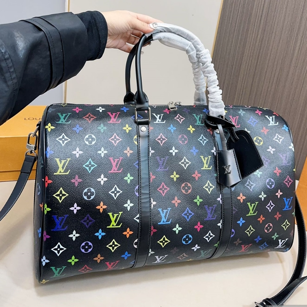 LOUIS VUITTON X TAKASHI MURAKAMI KEEPALL BANDOULIERE BLACK MULTICOLORED 45CM - Image 2