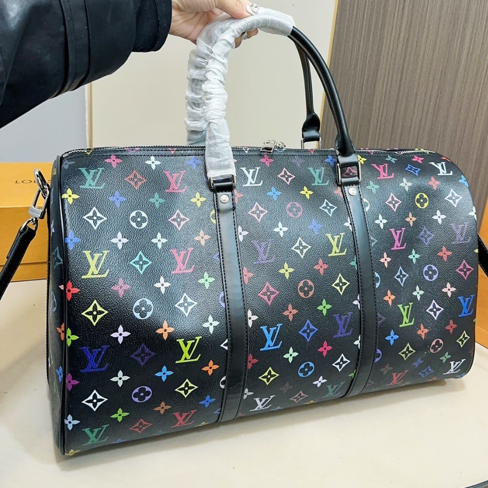 LOUIS VUITTON X TAKASHI MURAKAMI KEEPALL BANDOULIERE BLACK MULTICOLORED 45CM - Image 4