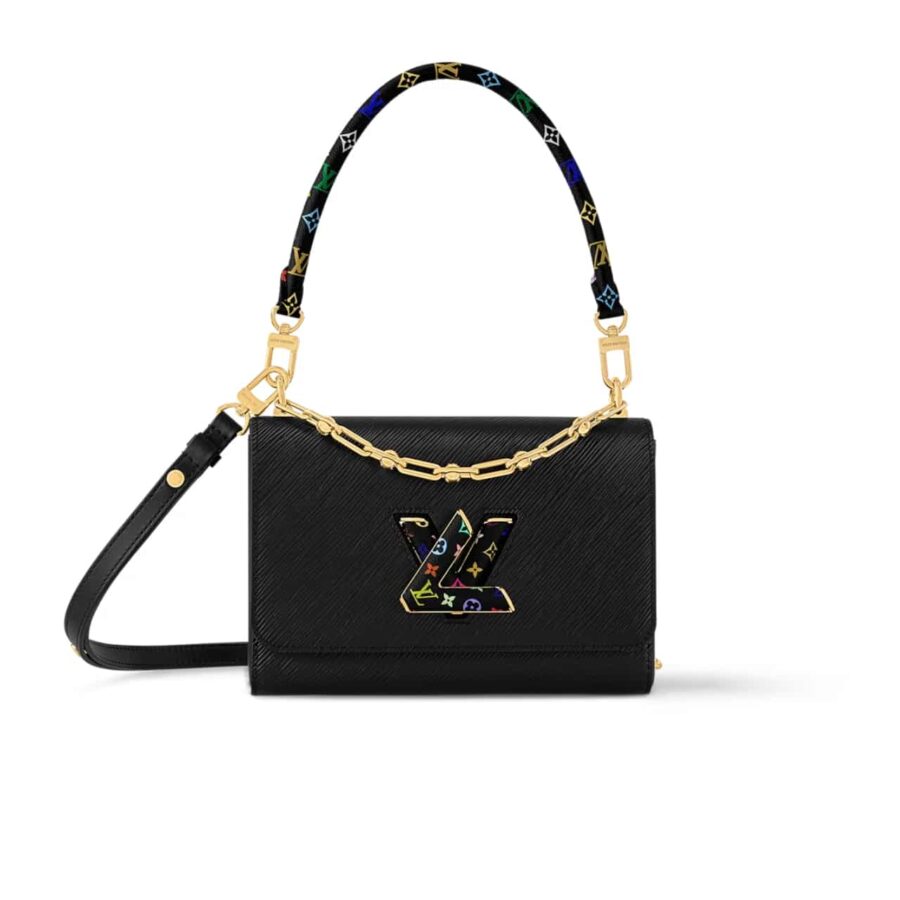 LOUIS VUITTON X TAKASHI MURAKAMI LV TWIST MM SLIM BAG BLACK 23CM M13243