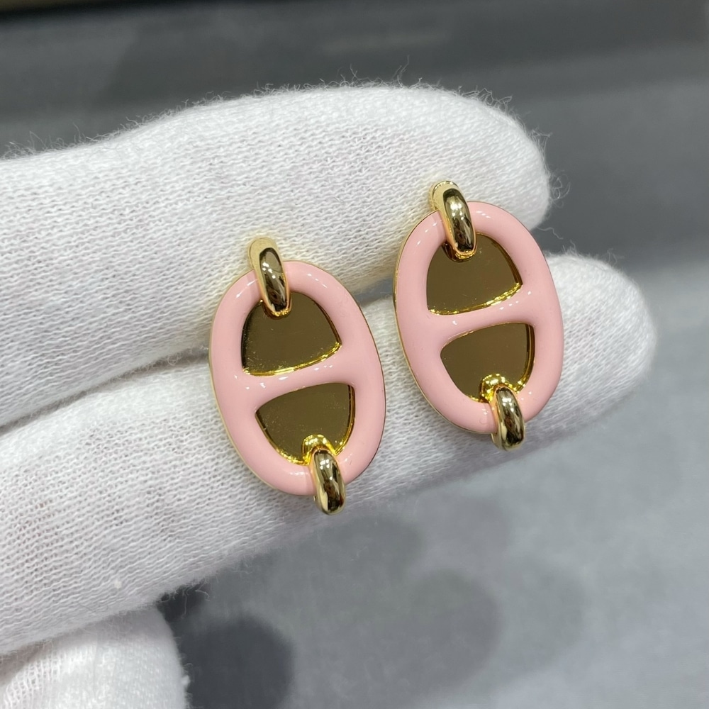 HERMES MINI MAILLON EARRINGS LIGHT PINK - Image 3