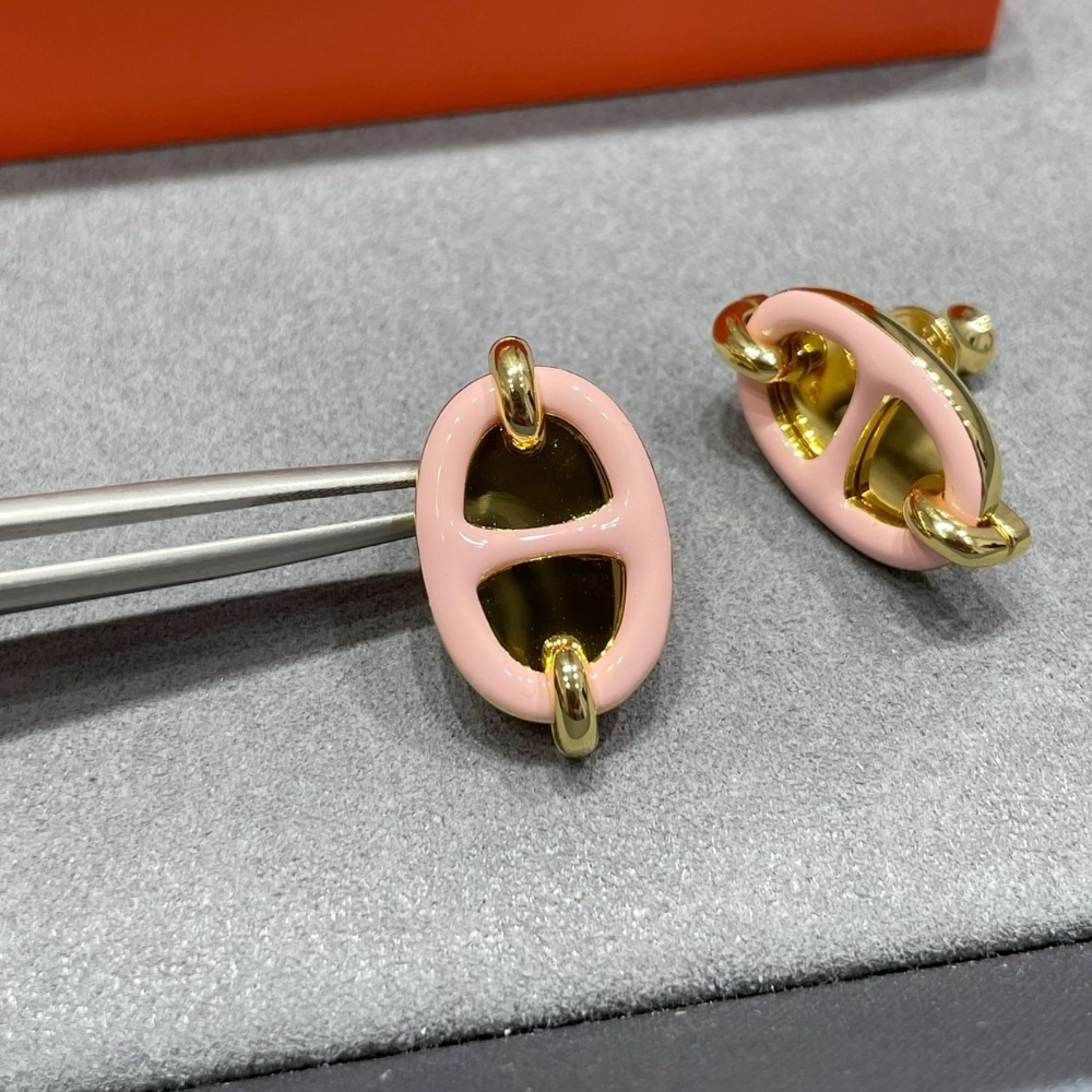 HERMES MINI MAILLON EARRINGS LIGHT PINK - Image 4