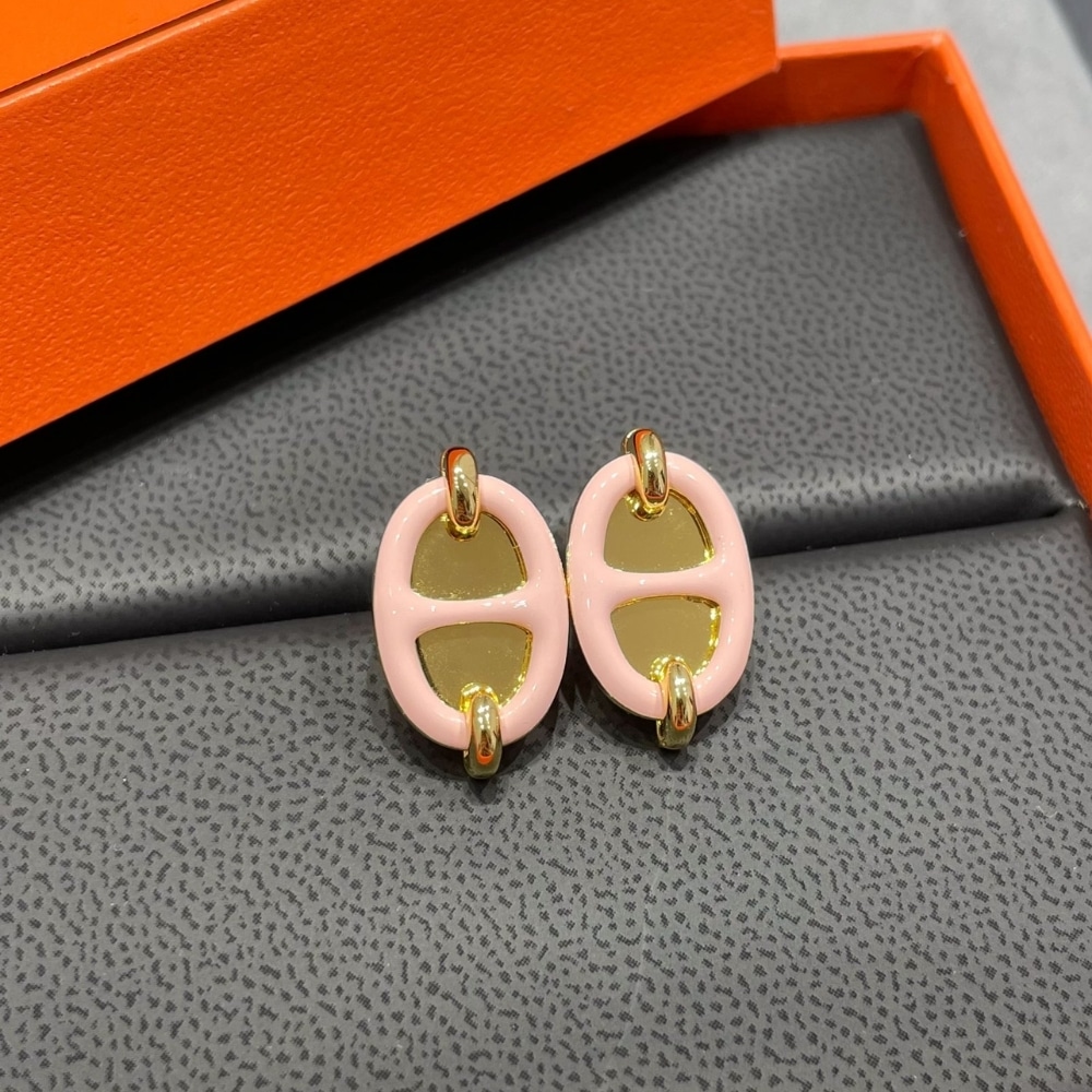 HERMES MINI MAILLON EARRINGS LIGHT PINK - Image 2