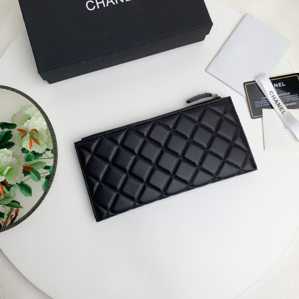 CHANEL CLASSIC ZIP POUCH WALLET BLACK 22CM - Image 4