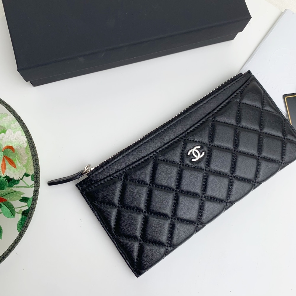 CHANEL CLASSIC ZIP POUCH WALLET BLACK 22CM - Image 3