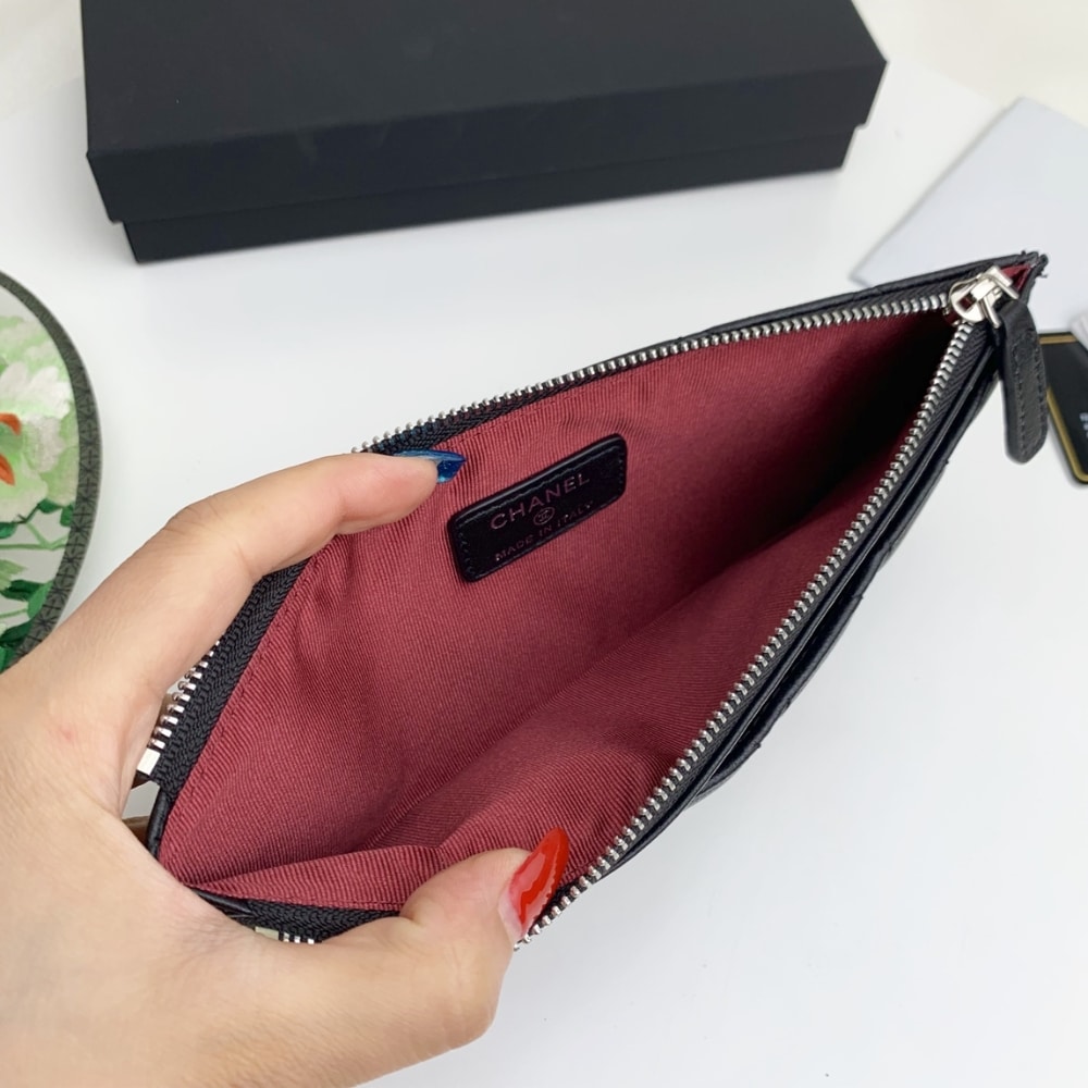 CHANEL CLASSIC ZIP POUCH WALLET BLACK 22CM - Image 6