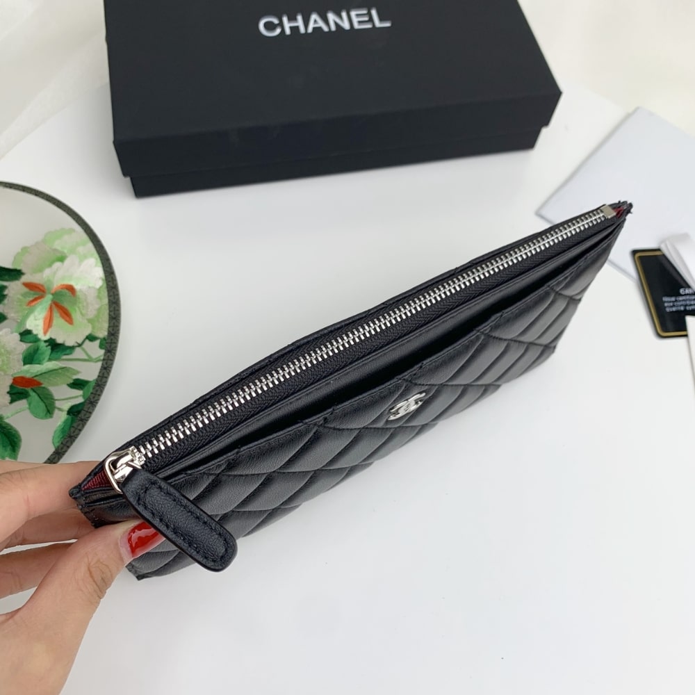 CHANEL CLASSIC ZIP POUCH WALLET BLACK 22CM - Image 8