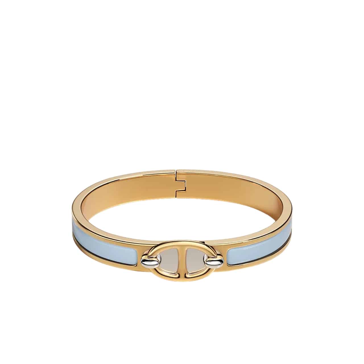 HERMES MINI CLIC CHAINE D'ANCRE BRACELET GOLD TONE WITH LIGHT BLUE H209000FV4HGM