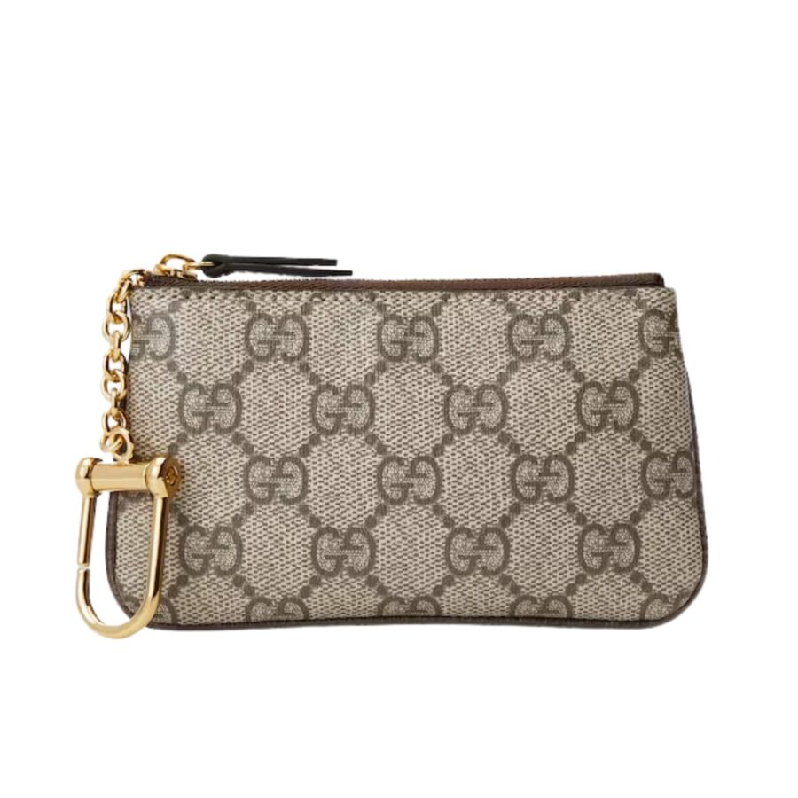 GUCCI GG SUPREME CANVAS WALLET OPHIDIA KEY CASE BEIGE AND EBONY 12.5CM