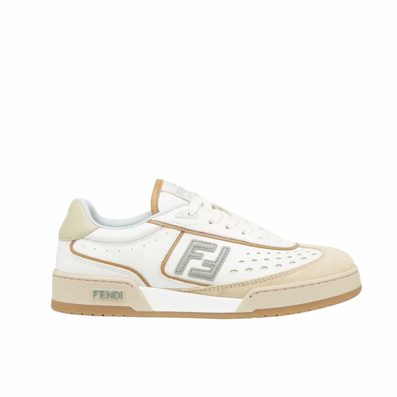 FENDI MATCH SUEDE LOW TOPS WHITE AND BROWN 8E8670ASB2F1RUX