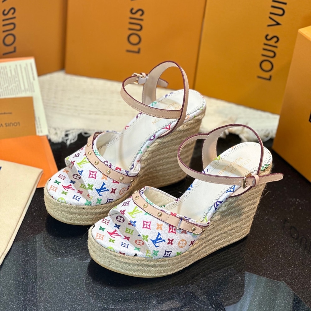 LOUIS VUITTON X TAKASHI MURAKAMI HELIOS WEDGE SANDAL WHITE 1AGYX0 - Image 2