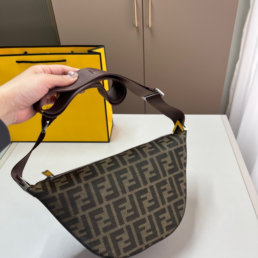 FENDI FF JACQUARD MELON SMALL BROWN 24CM 7VA635ASIQF19KW - Image 2