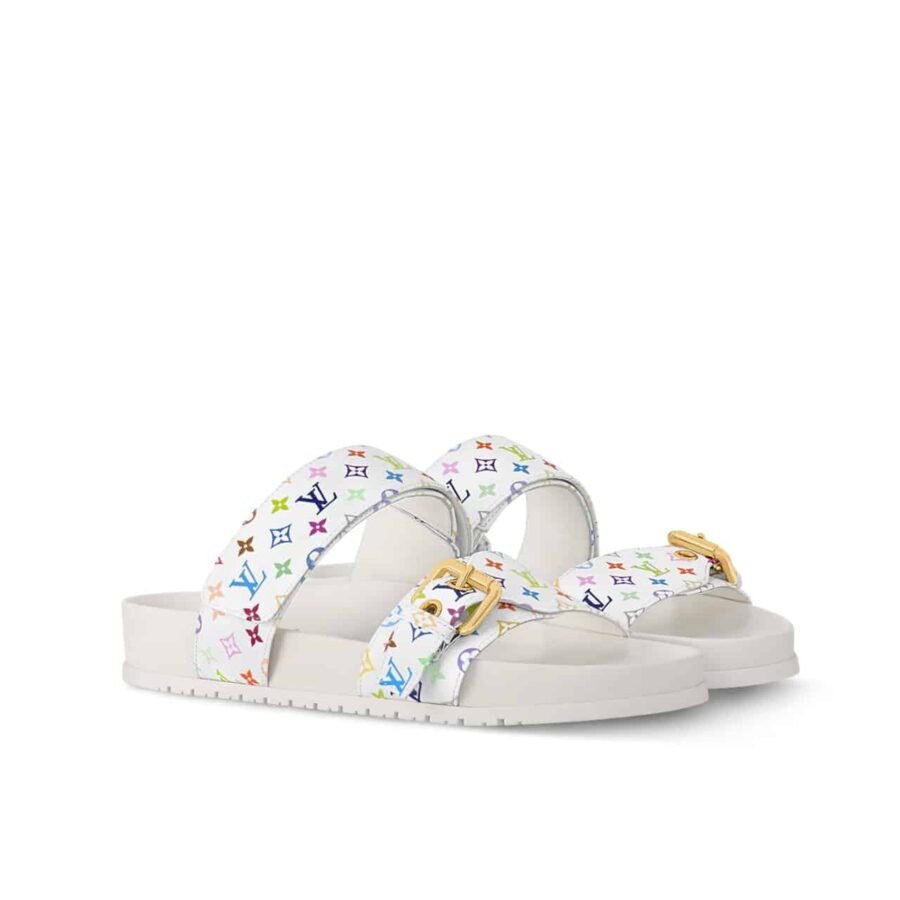 LOUIS VUITTON X TAKASHI MURAKAMI BOM DIA FLAT COMFORT MULE WHITE 1AGXTV