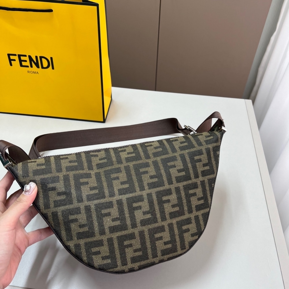 FENDI FF JACQUARD MELON SMALL BROWN 24CM 7VA635ASIQF19KW - Image 3