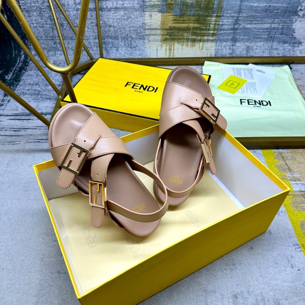 FENDI FEEL LEATHER SLIDES BEIGE 8X8647NA7F0QB8 - Image 2