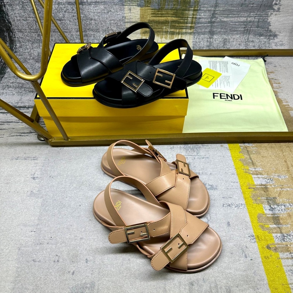 FENDI FEEL LEATHER SLIDES BEIGE 8X8647NA7F0QB8 - Image 5