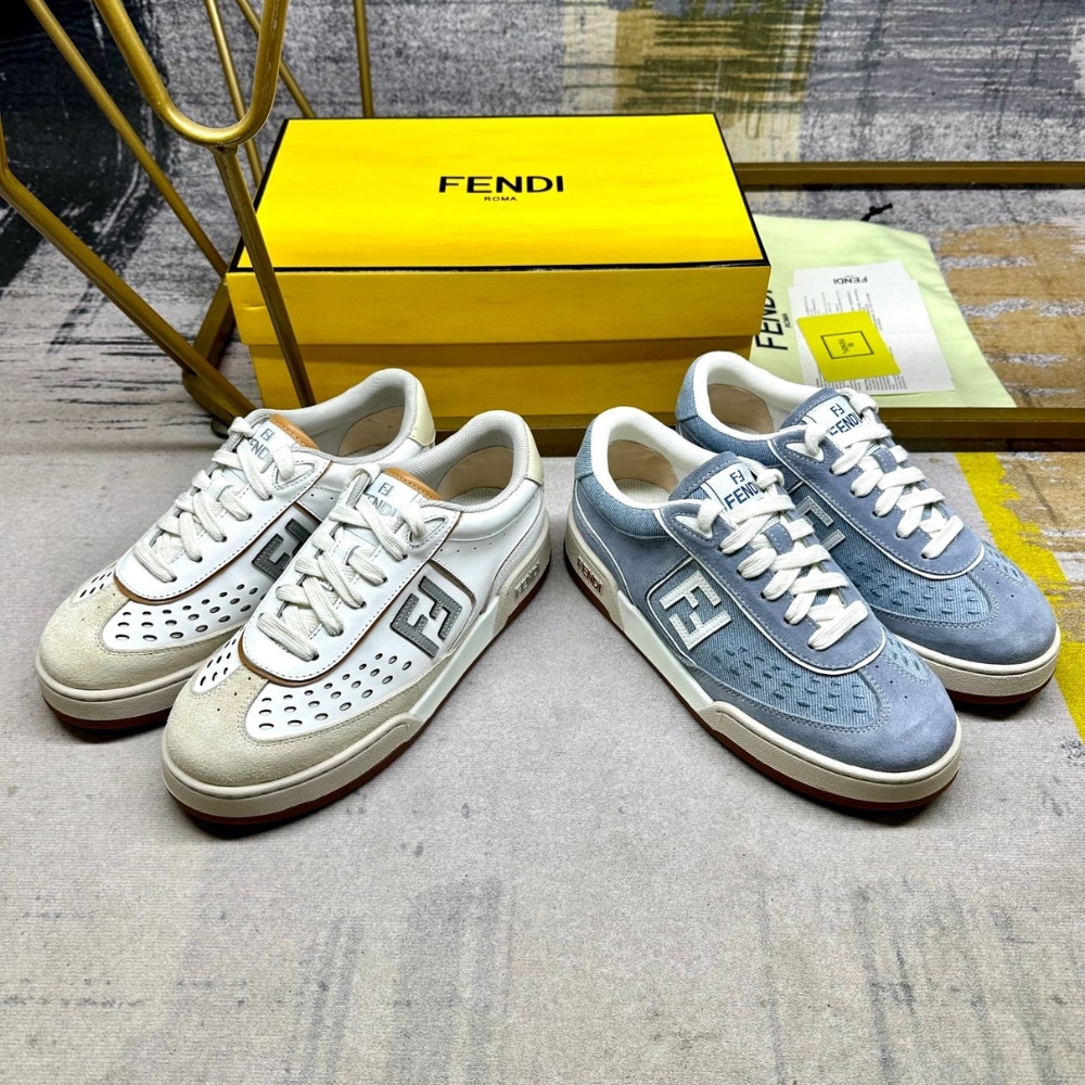 FENDI MATCH SUEDE LOW TOPS WHITE AND BROWN 8E8670ASB2F1RUX - Image 5