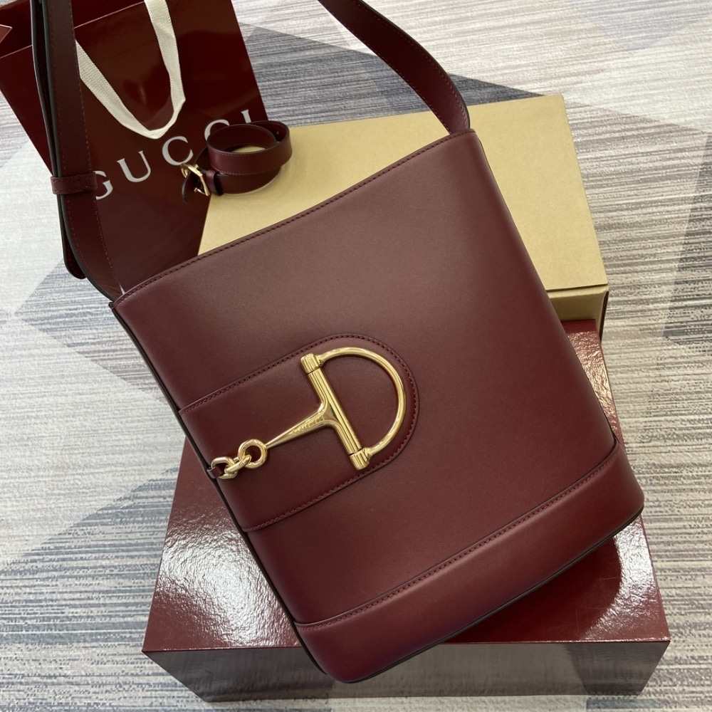 GUCCI 73 SMALL BUCKET BAG ROSSO ANCORA RED LEATHER 20CM 833665 AAEC2 6207 - Image 7