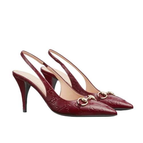 Gucci Women's Horsebit Pump Gg Leather Rosso Ancora Red 792065 Aaegj 6207