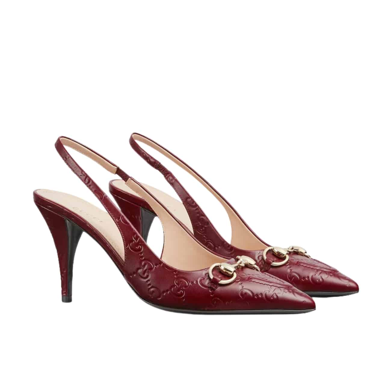GUCCI WOMEN'S HORSEBIT PUMP GG LEATHER ROSSO ANCORA RED 792065 AAEGJ 6207