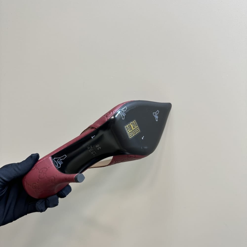 GUCCI WOMEN'S HORSEBIT PUMP GG LEATHER ROSSO ANCORA RED 792065 AAEGJ 6207 - Image 9