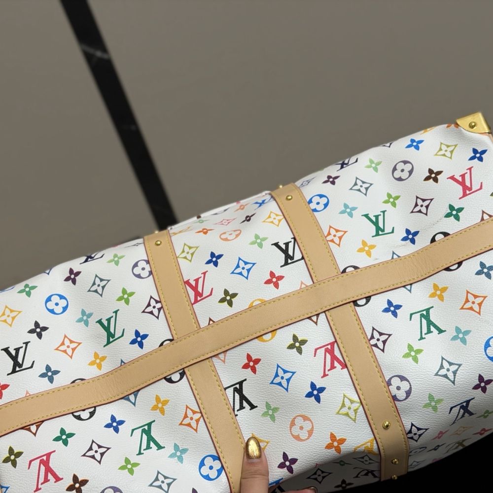 Louis Vuitton X Takashi Murakami Keepall Bandoulière 45 Bag Multicolore Blanc 45cm M13742 - Image 6