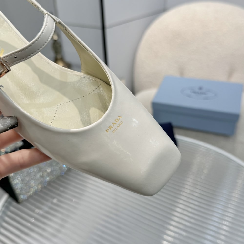 PRADA PATENT LEATHER SLINGBACK BALLERINAS IVORY 1F828N 069 F0304 F 015 - Image 4