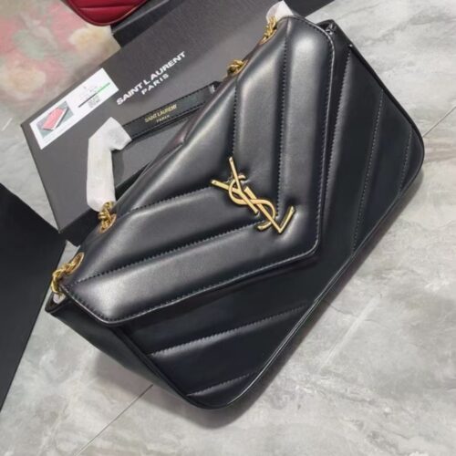 Alternative view of Saint Laurent Loulou Medium Chain Bag Black 29cm 801439aaeax1000