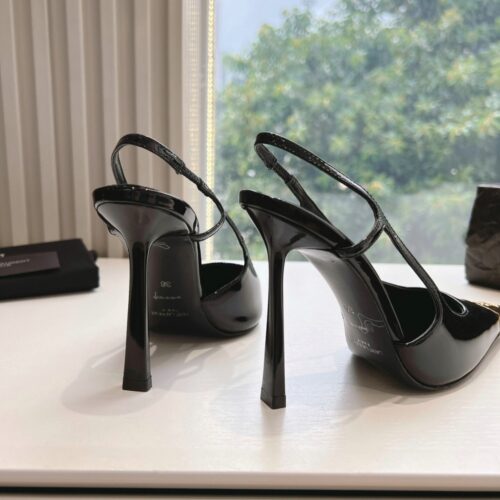 Alternative view of Saint Laurent Jeanne Slingback Pumps Black And Gold 800164aadx21000