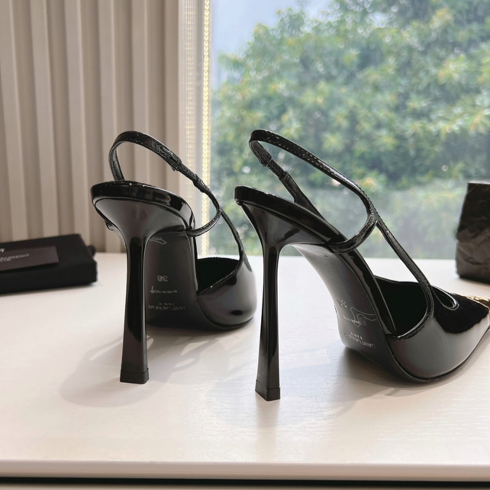 SAINT LAURENT JEANNE SLINGBACK PUMPS BLACK AND GOLD 800164AADX21000 - Image 2
