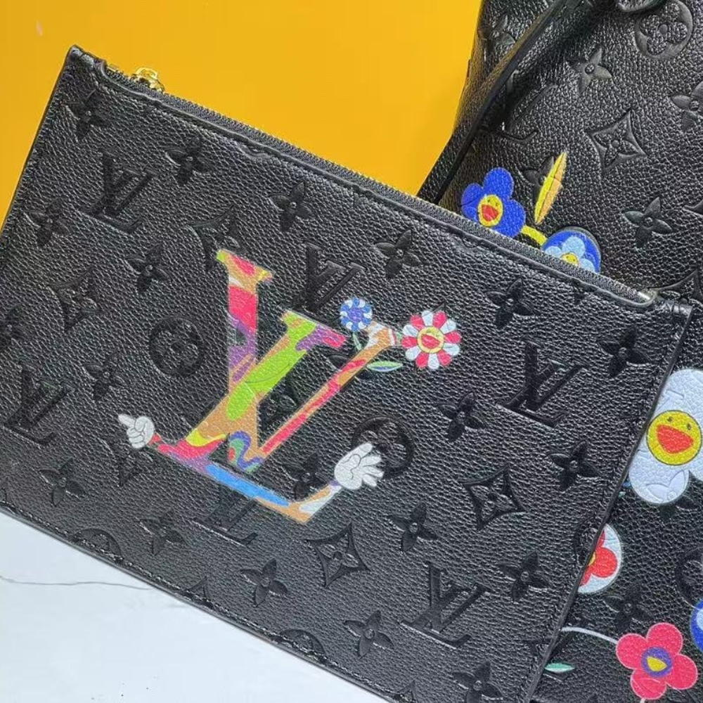 LOUIS VUITTON X TAKASHI MURAKAMI SUPERFLAT NEVERFULL MM BLACK 31CM M13675 - Image 4